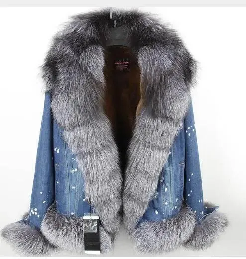 real fur women Short parka coat winter jacket real natural fox fur coat thick warm fur parkas