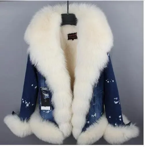 real fur women Short parka coat winter jacket real natural fox fur coat thick warm fur parkas