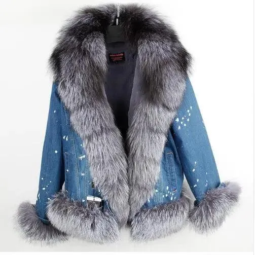 real fur women Short parka coat winter jacket real natural fox fur coat thick warm fur parkas