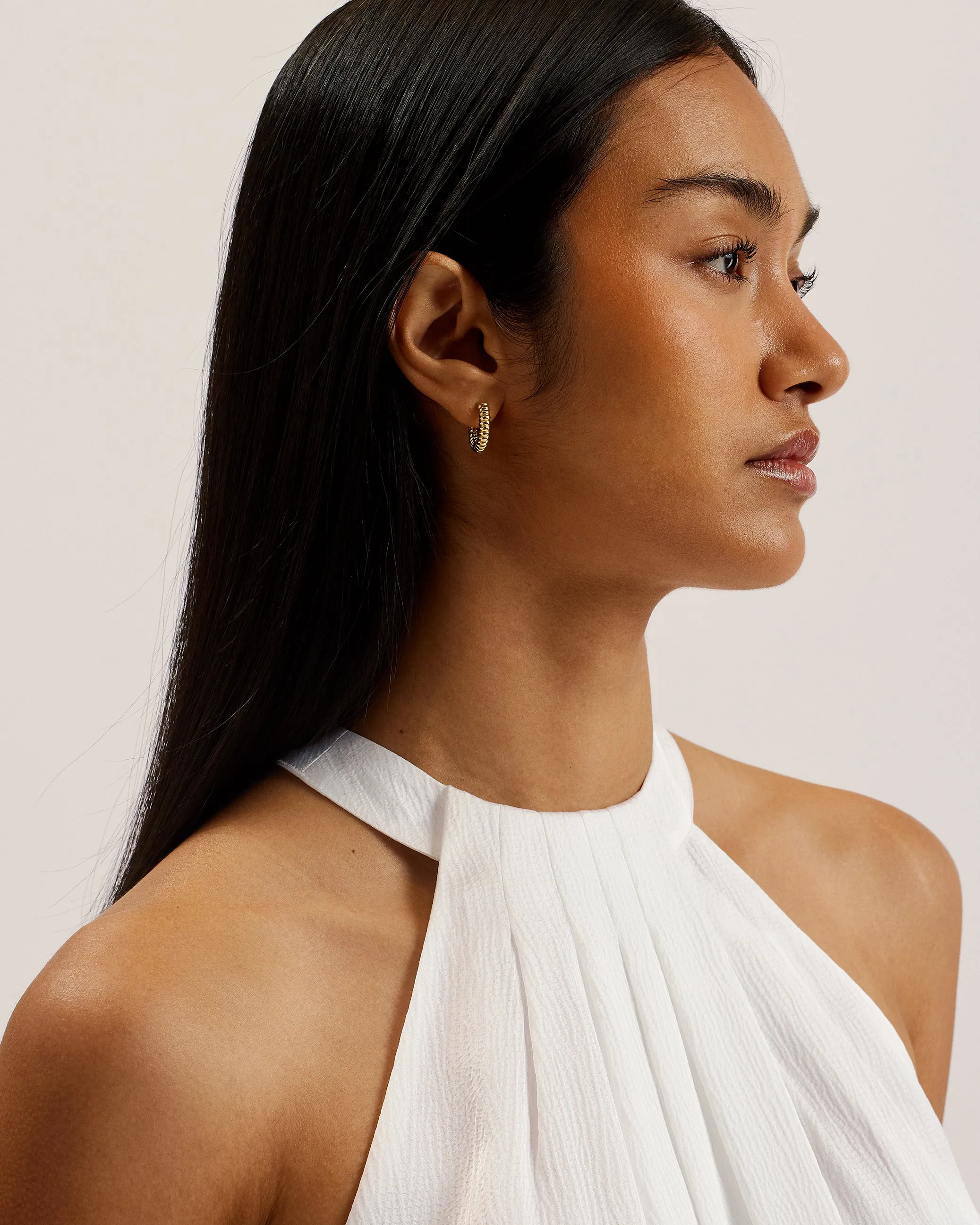 Ribeira Halterneck Top With Pleat Detail White