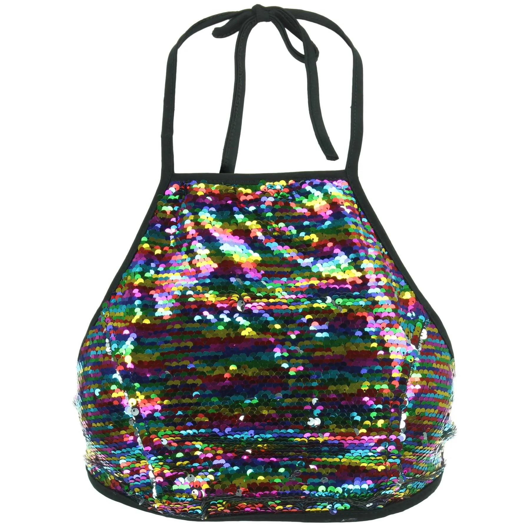 Sequin Bellytop Halterneck - Rainbow