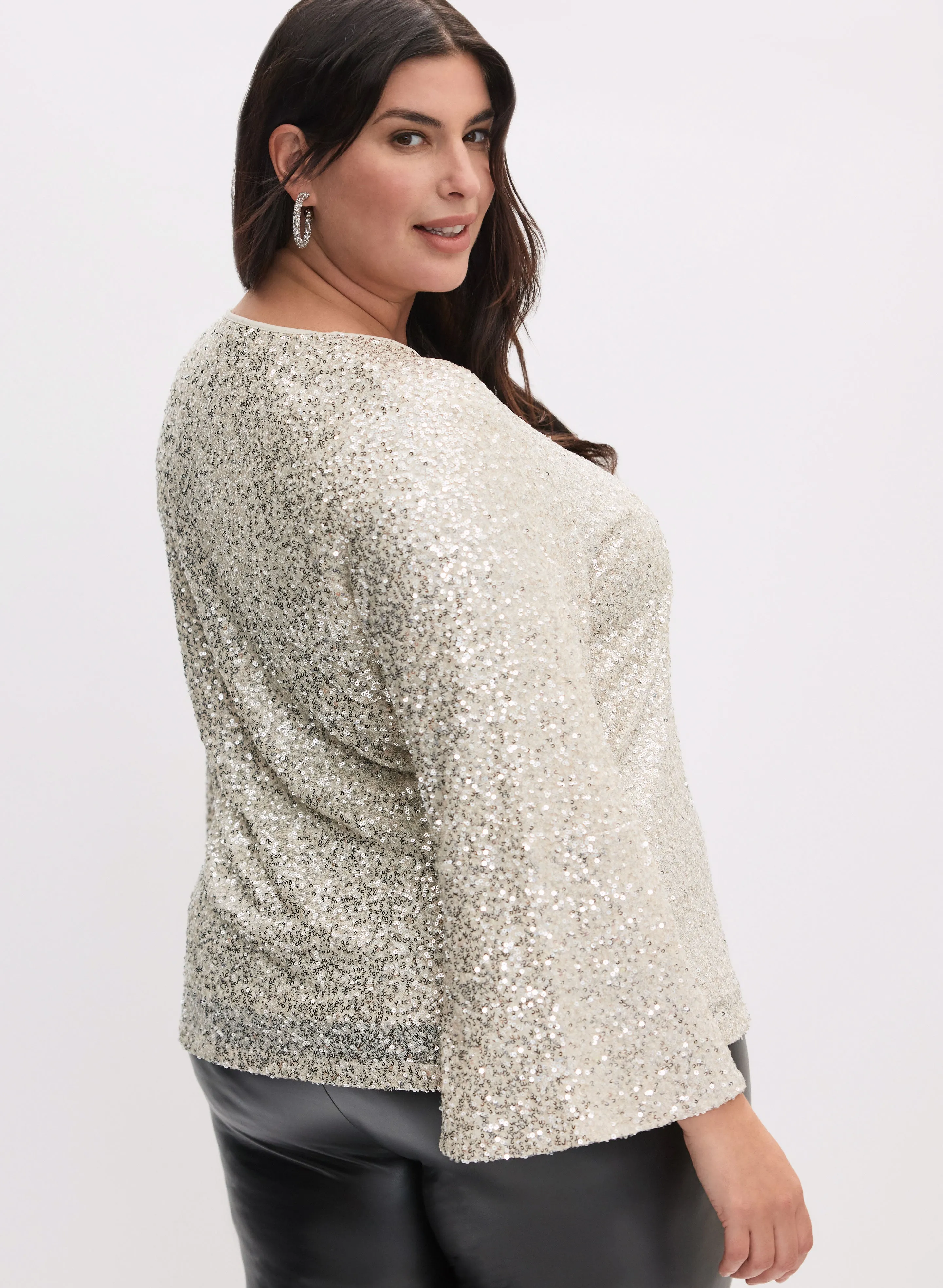 Sequined Bell Sleeve Top