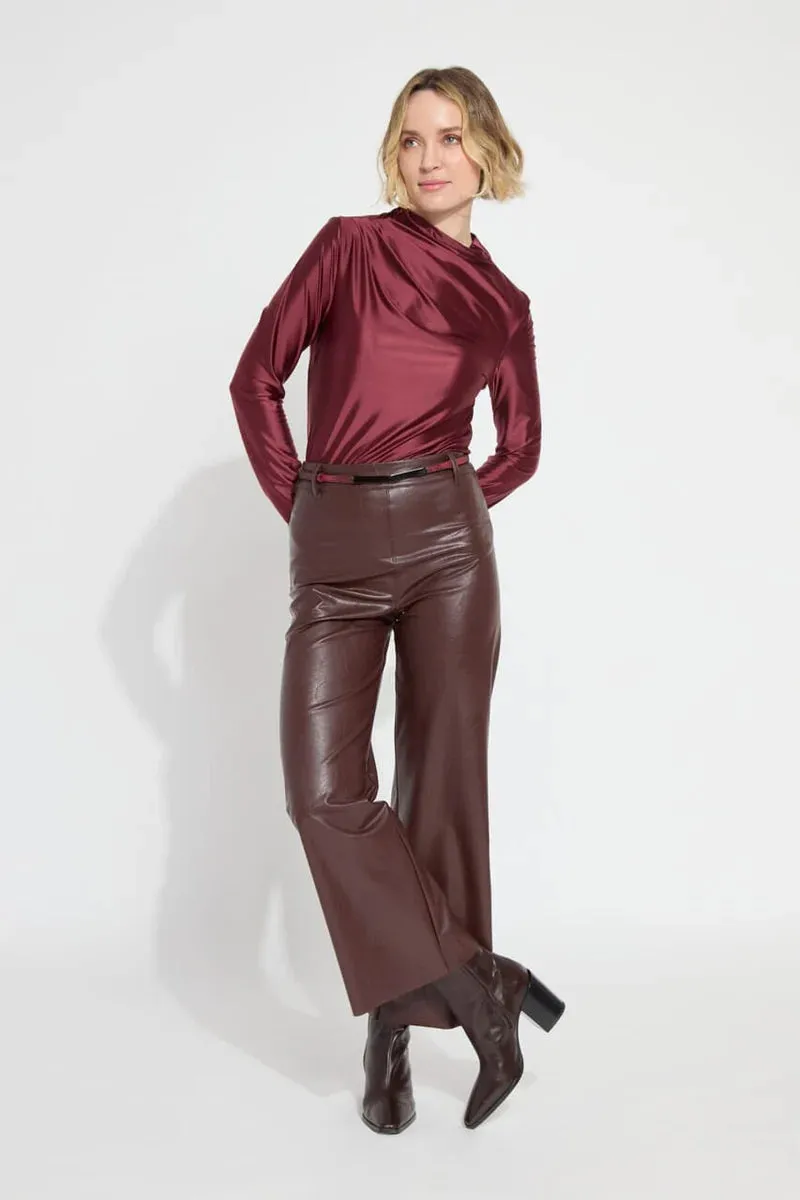 Vegan Leather Wide Leg - Burgundy