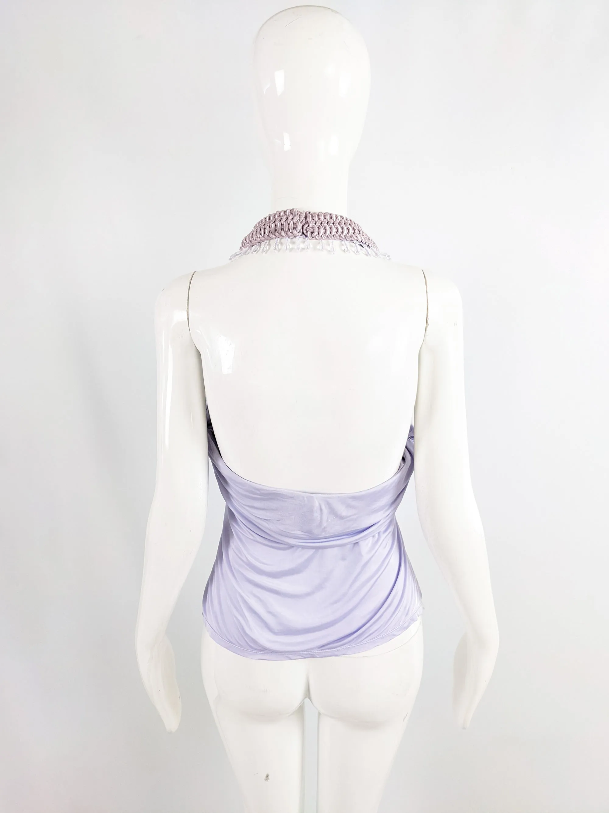 Versace Vintage y2k Pastel Purple Halter Top, 2000s