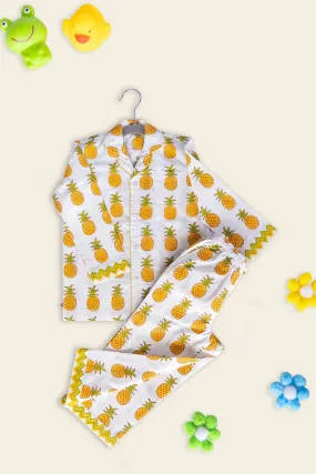 White Pineapple Kids Night Suit