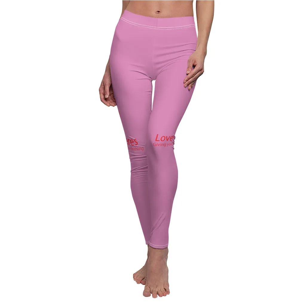 Women's Cut & Sew Casual Leggings Pink LP