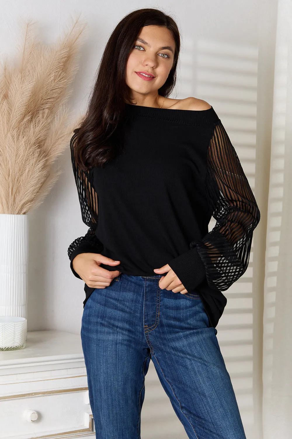 Women's Round Neck Raglan Sleeve Blouse