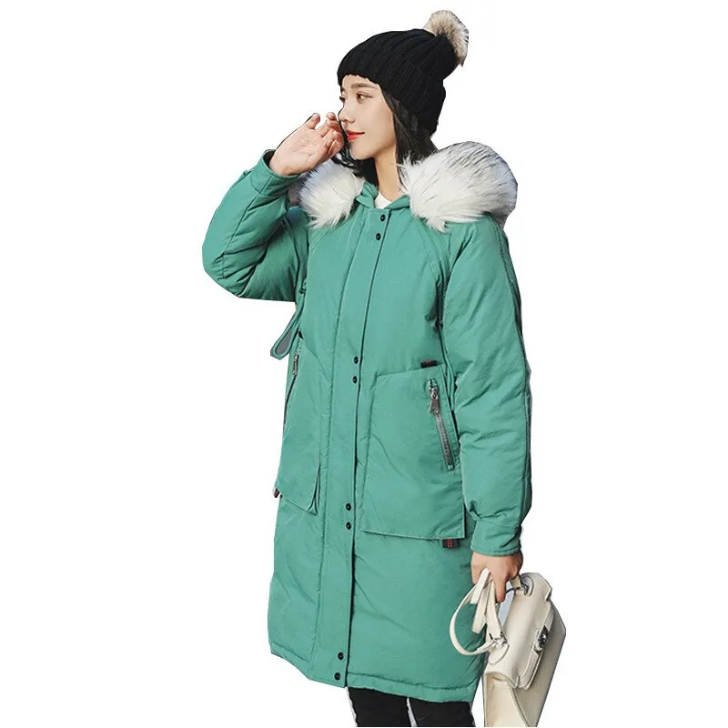 Women's Winter Casual Warm Padded Long Parka With Fur