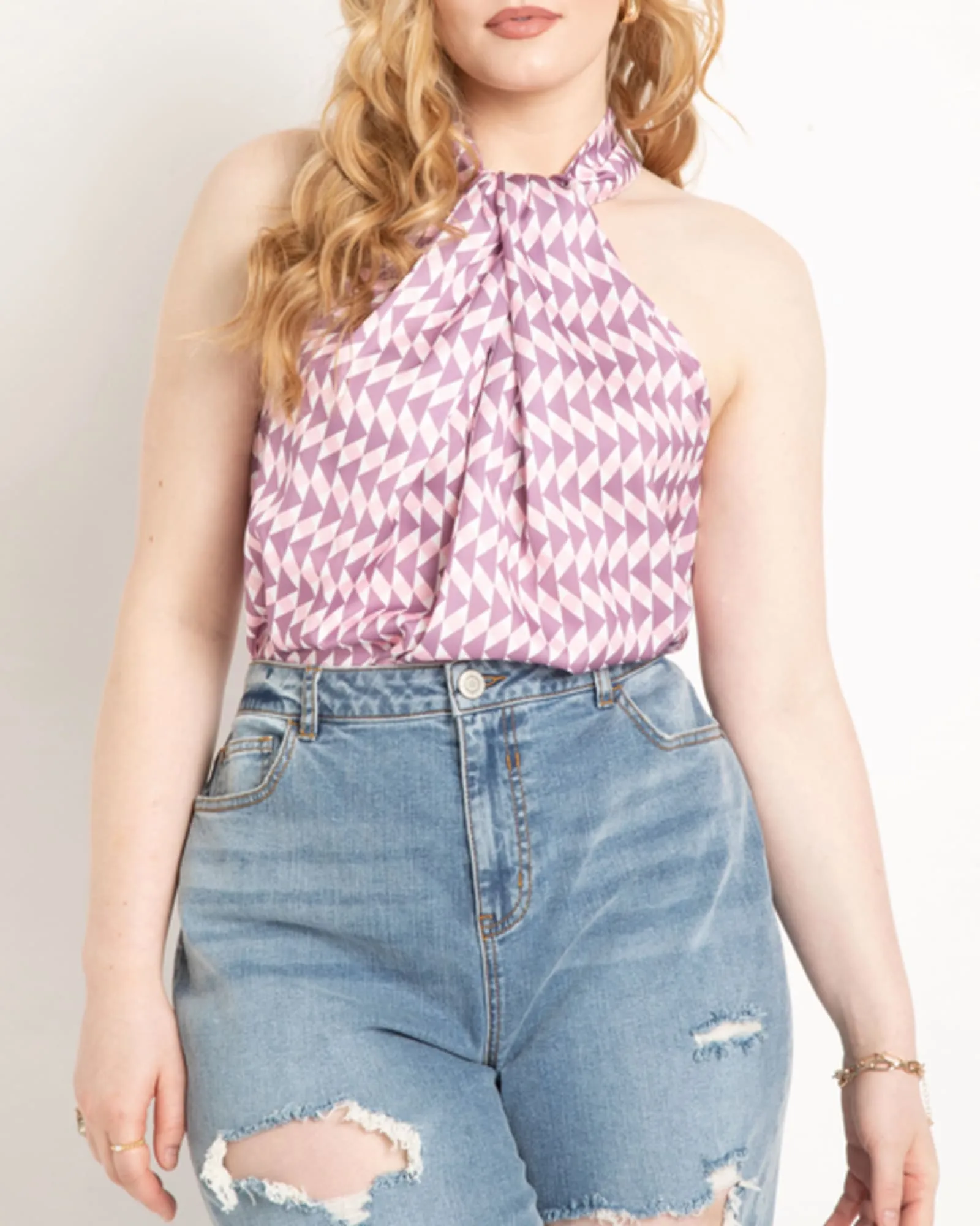 Zoe Printed Halter Blouse | The Triangle Type